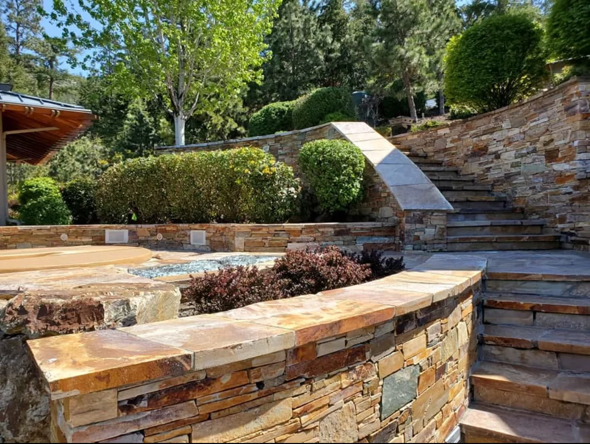 retaining wall and landscaping done by gaia landscaping